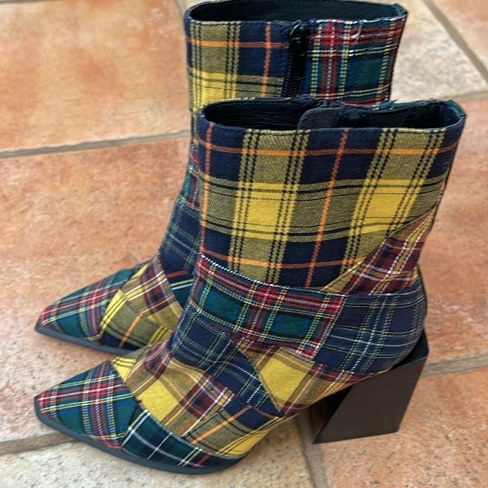 Jeffrey Campbell Siren plaid patchwork bootie size 6 - Picture 4 of 7